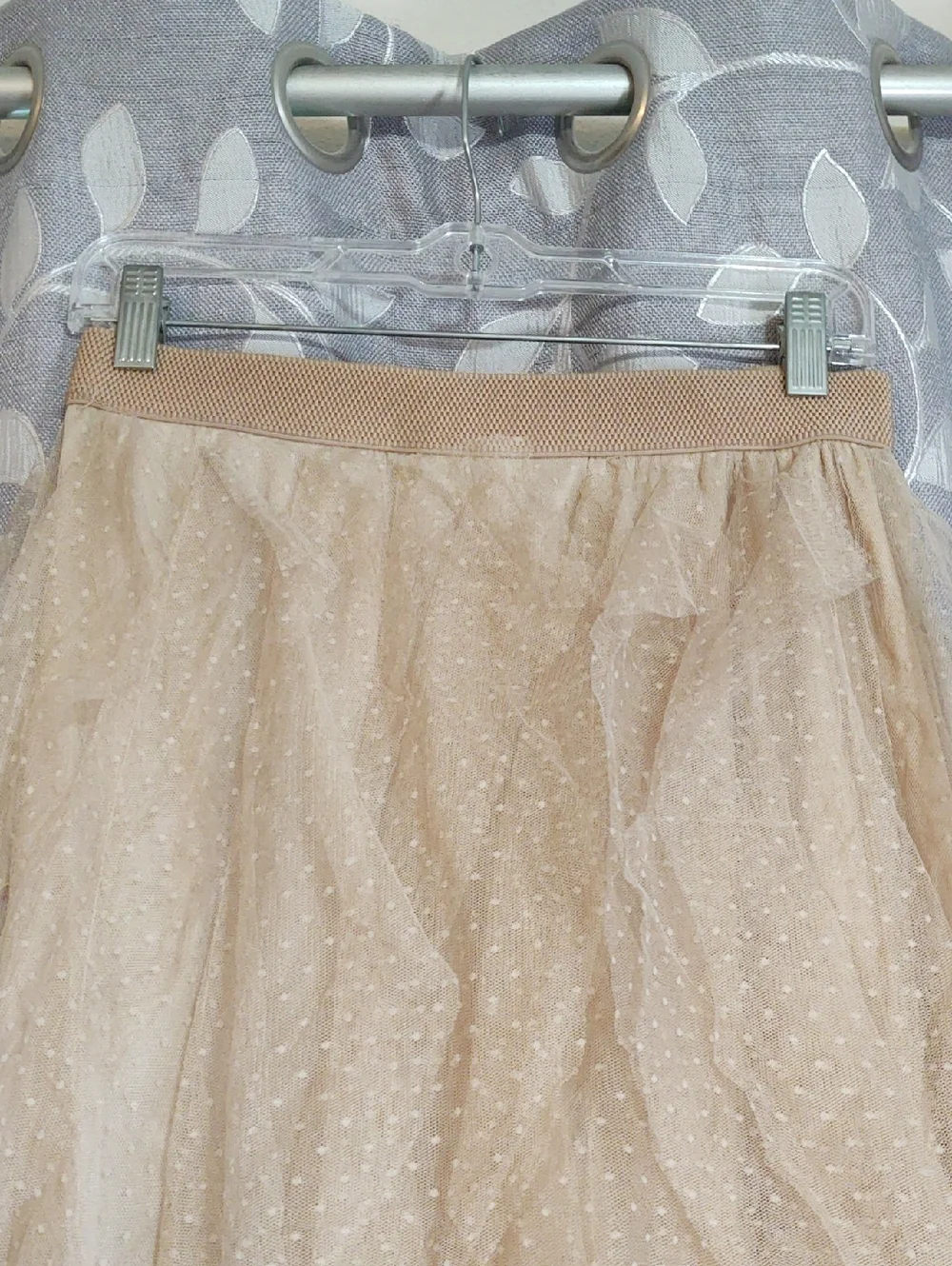 Fashion Express Beige Tiered Tulle Midi Skirt size XL